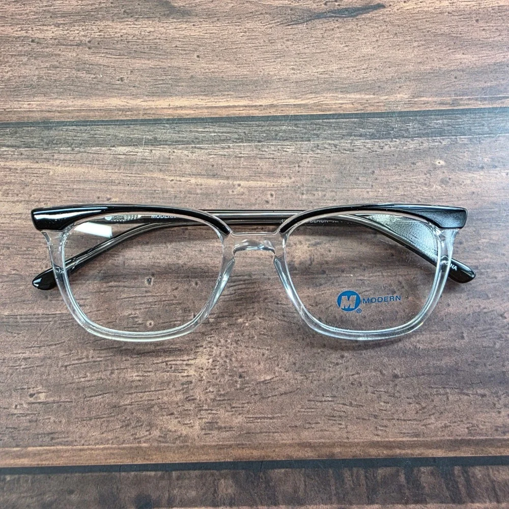 Modern Welcome Eyeglasses‎ Crystal Black Square Frame 49/19/140 Demo Lenses